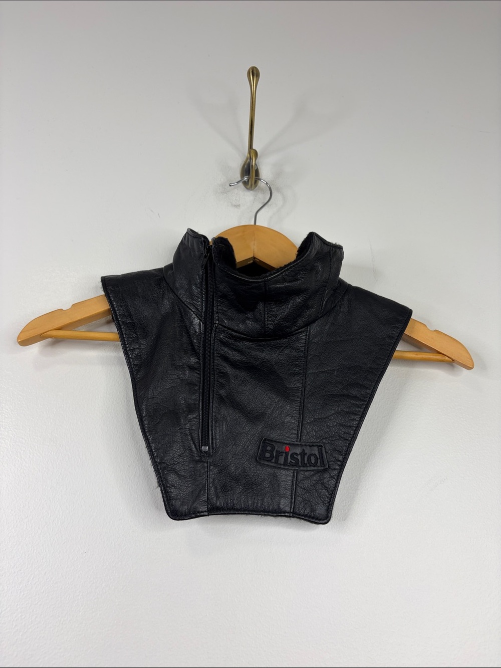 Bristol Leather Neck Protector Mens One Size Black Polar Fleece Lined Motorcycle